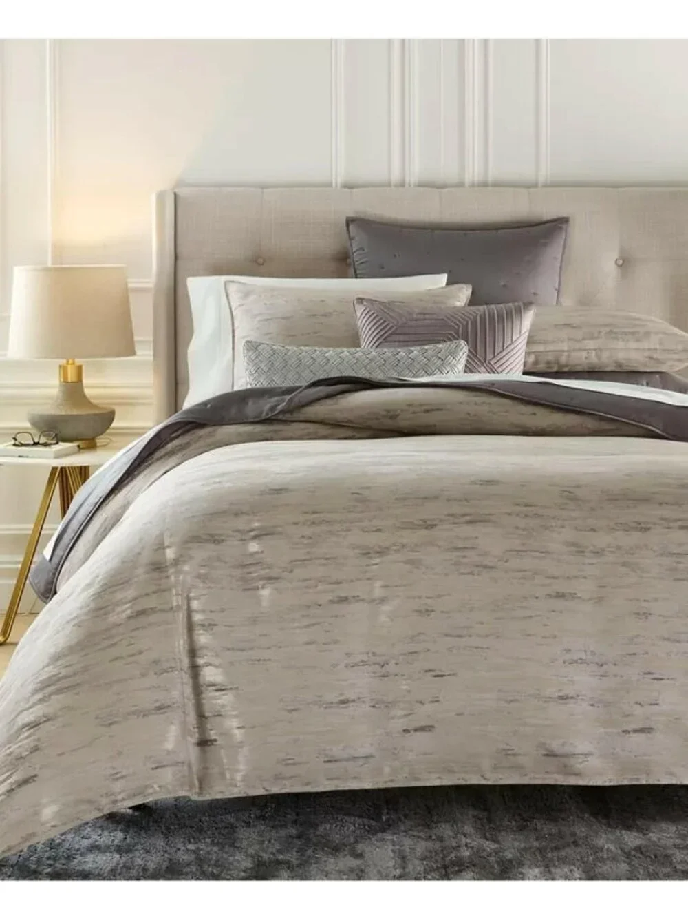 Hotel Collection Impasto Stone 3-Pc King Comforter Set Gray Abstract MSRP $625
